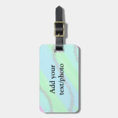Blauw roze groene glitter sparkle pastel voeg naam bagagelabel (Voorkant verticaal)