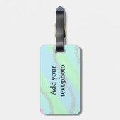 Blauw roze groene glitter sparkle pastel voeg naam bagagelabel (Achterkant verticaal)