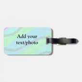 Blauw roze groene glitter sparkle pastel voeg naam bagagelabel (Achterkant horizontaal)