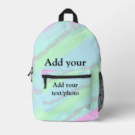 Blauw roze groene glitter sparkle pastel voeg naam bedrukte rugzak