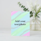 Blauw roze groene glitter sparkle pastel voeg naam briefkaart (Staand voorkant)