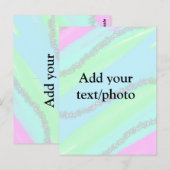 Blauw roze groene glitter sparkle pastel voeg naam briefkaart (Voorkant / Achterkant)