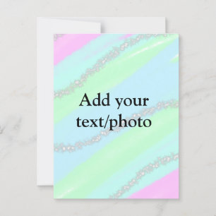 Blauw roze groene glitter sparkle pastel voeg naam briefkaart