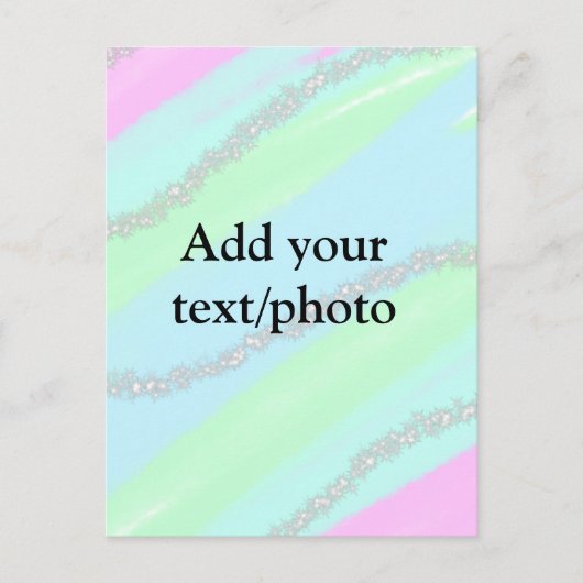 Blauw roze groene glitter sparkle pastel voeg naam briefkaart (Voorkant)