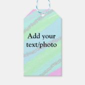 Blauw roze groene glitter sparkle pastel voeg naam cadeaulabel (Voorkant)