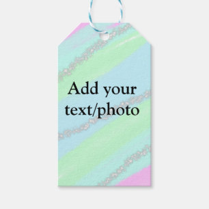 Blauw roze groene glitter sparkle pastel voeg naam cadeaulabel