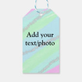 Blauw roze groene glitter sparkle pastel voeg naam cadeaulabel (Achterkant)