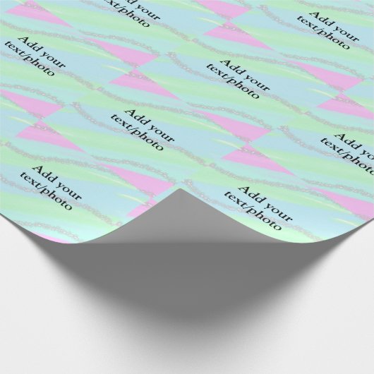 Blauw roze groene glitter sparkle pastel voeg naam cadeaupapier (Hoek)