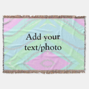 Blauw roze groene glitter sparkle pastel voeg naam deken