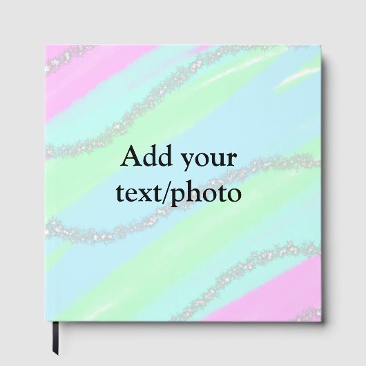 Blauw roze groene glitter sparkle pastel voeg naam gastenboek (Voorkant)