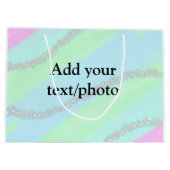 Blauw roze groene glitter sparkle pastel voeg naam groot cadeauzakje (Achterkant)