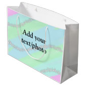 Blauw roze groene glitter sparkle pastel voeg naam groot cadeauzakje (Achterkant Gekanteld)