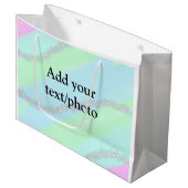 Blauw roze groene glitter sparkle pastel voeg naam groot cadeauzakje (Voorkant Gekanteld)