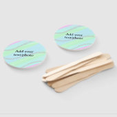 Blauw roze groene glitter sparkle pastel voeg naam handwaaier (Niet-gemonteerd)