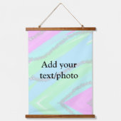 Blauw roze groene glitter sparkle pastel voeg naam hangend wandkleed (Voorkant)