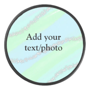 Blauw roze groene glitter sparkle pastel voeg naam hockey puck