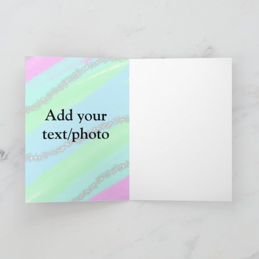 Blauw roze groene glitter sparkle pastel voeg naam kaart (Binnen)