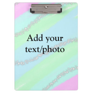 Blauw roze groene glitter sparkle pastel voeg naam klembord