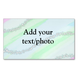 Blauw roze groene glitter sparkle pastel voeg naam magnetisch visitekaartje