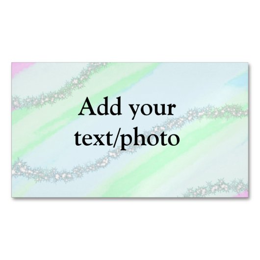 Blauw roze groene glitter sparkle pastel voeg naam magnetisch visitekaartje (Voorkant)