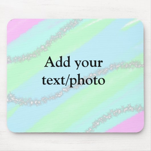 Blauw roze groene glitter sparkle pastel voeg naam muismat (Voorkant)