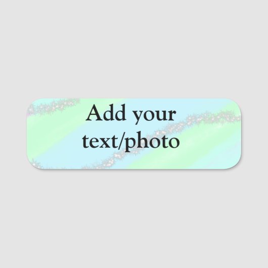 Blauw roze groene glitter sparkle pastel voeg naam naamplaatje (Voorkant)