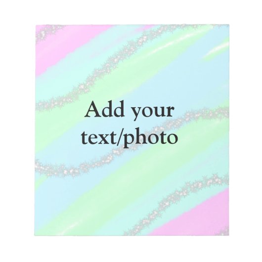 Blauw roze groene glitter sparkle pastel voeg naam notitieblok (Voorkant)