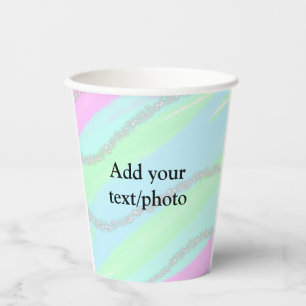 Blauw roze groene glitter sparkle pastel voeg naam papieren bekers