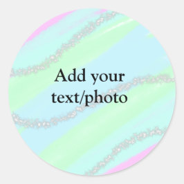 Blauw roze groene glitter sparkle pastel voeg naam ronde sticker