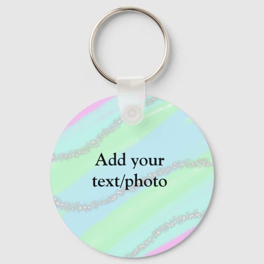 Blauw roze groene glitter sparkle pastel voeg naam sleutelhanger (Voorkant)