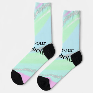 Blauw roze groene glitter sparkle pastel voeg naam sokken