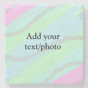 Blauw roze groene glitter sparkle pastel voeg naam stenen onderzetter
