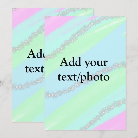 Blauw roze groene glitters glans pastel voeg naam  kaart (Voorkant / Achterkant)