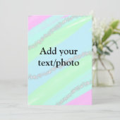 Blauw roze groene glitters schittering pastel voeg kaart (Staand voorkant)