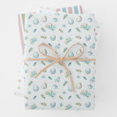 Blauw roze groene paasband Stippen Inpakpapier Vel (In situ)