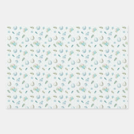 Blauw roze groene paasband Stippen Inpakpapier Vel