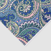 Blauw, Roze, Groene Paisley Bloemen, Bladeren Tissuepapier (Detail)