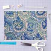 Blauw, Roze, Groene Paisley Bloemen, Bladeren Tissuepapier (Craft)