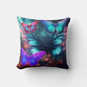Blauw Roze Groene Vlinders op een Bank Stoel Bed Kussen