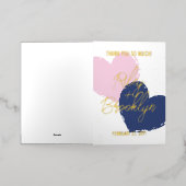 Blauw roze harten goudnamen Dank u Folie Wenskaart (Buiten Laag)