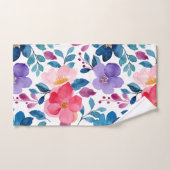 Blauw Roze Heldere Bloemenprint Bad Handdoek (Handdoek)