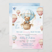 Blauw Roze Hete Luchtballon Geslacht Onthulling Ui Kaart (Voorkant / Achterkant)