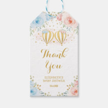 Blauw roze hete luchtballon, platte Baby shower