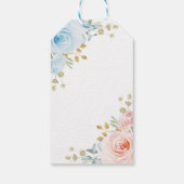 Blauw roze hete luchtballon, platte Baby shower Cadeaulabel (Achterkant)