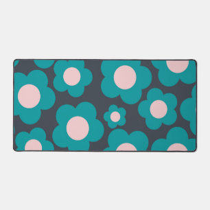 Blauw Roze Hippie Bloemmotief voor Preppy Bureaumat