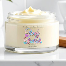 Blauw Roze Holografisch Helder Body Butter Etiket