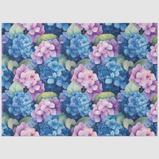 Blauw Roze Hortensia Decoupage Tissuepapier (Voorkant)