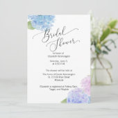 Blauw Roze Hydrangea Bruidsdouche Uitnodiging (Staand voorkant)