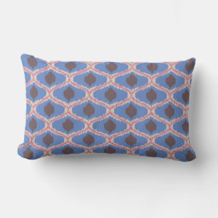 Blauw Roze Ikat Geometrisch Lendekussen Kussen