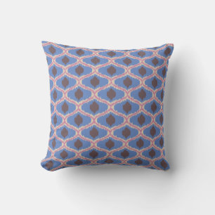 Blauw Roze Ikat Geometrisch Worp Kussen